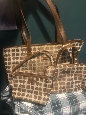 Modella Tan and Brown Patterned 3pc Travel Bag Set